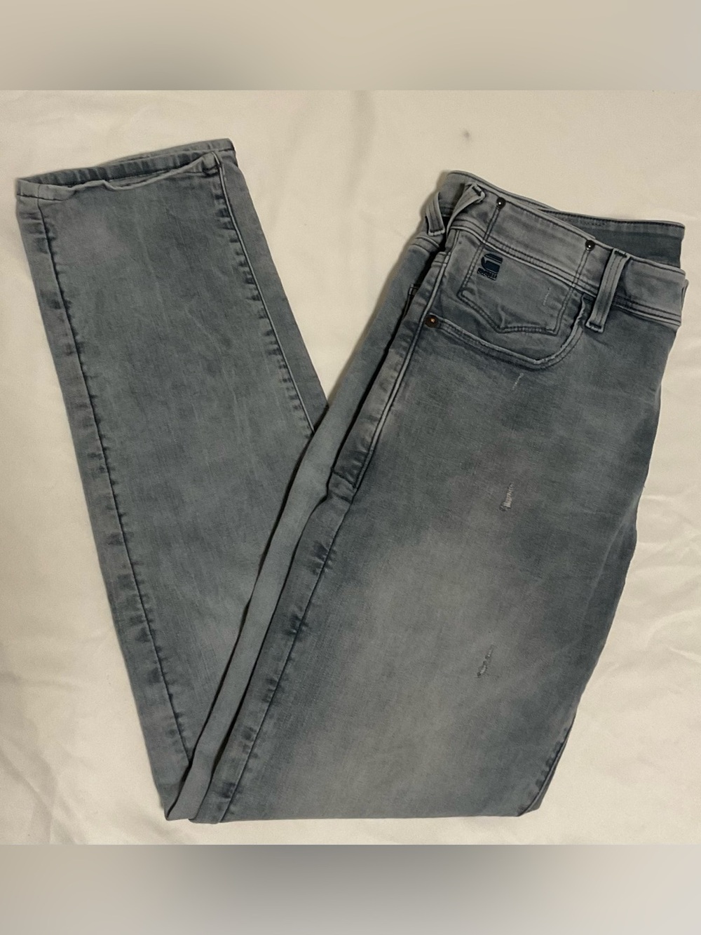 Raw G-Bleid Slim Denim Distressed Tool Jeans Size 33x32